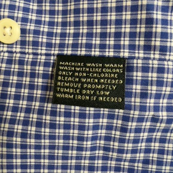 Lauren Ralph Lauren Mens Slim Fit Non Iron Blue Gingham Dress Shirt 17 1/2 32/33 - Picture 3 of 5